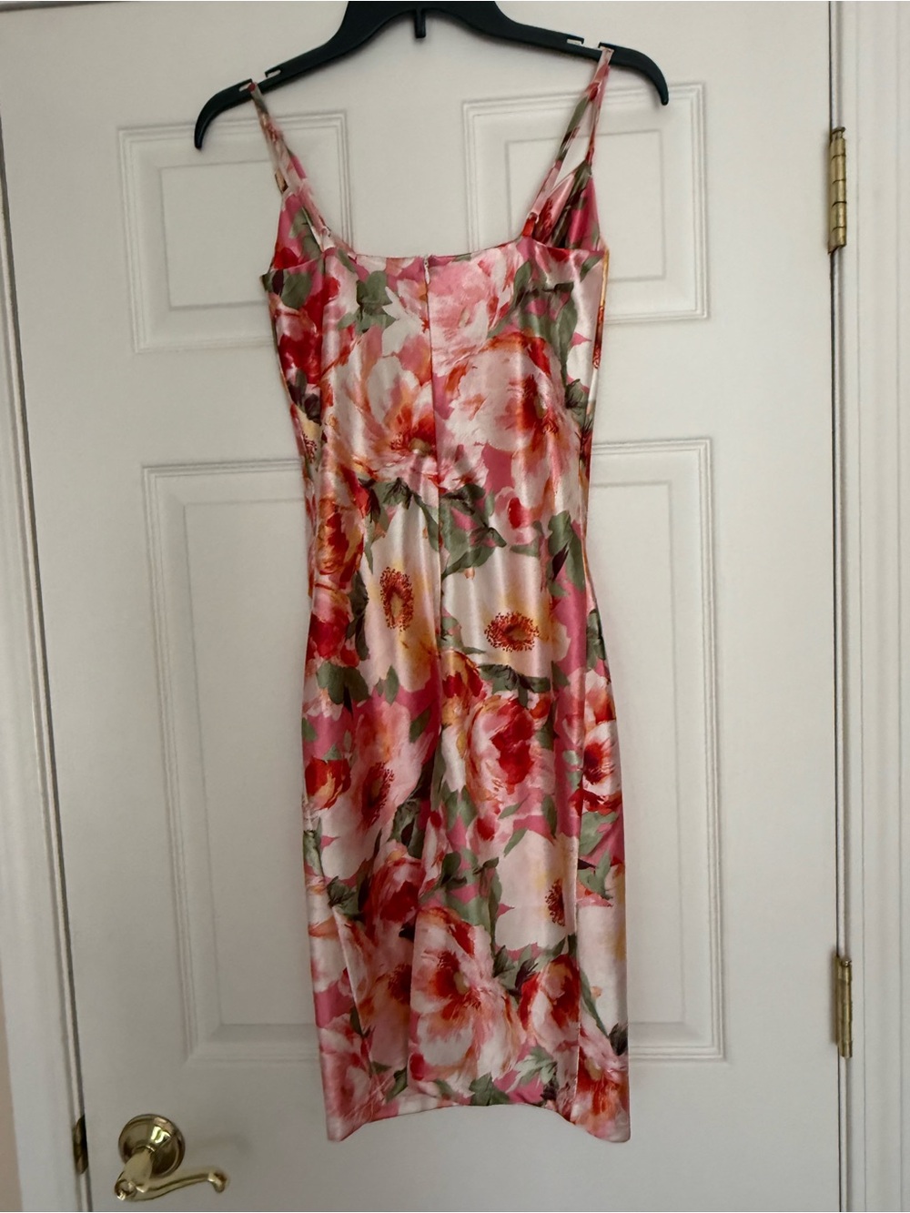 Love By Design Pink & Red Floral Satin Cowl-Neck Midi Dress - Picture 2 of 4